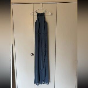 David's Bridal Teal Halter Maxi Dress